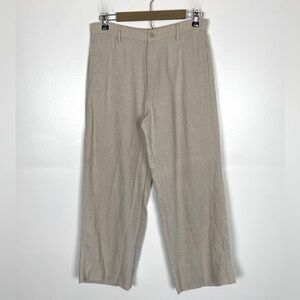 Island Importer Women’s Linen Pants Crop Wide Leg Size 32 Color Cream Pockets